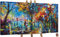 YS-Art Arte astratta moderna Vicolo d'autunno Pittura acrilica su tela Dipinta a mano Paesaggio urbano Motivo autunnale Colori vivaci 120x60 cm