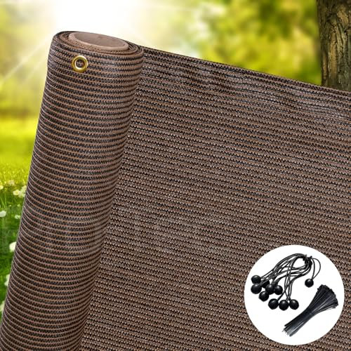 1m,1.5m, 2m Wide Privacy Netting Garden Screening Windbreak Fencing 95% Shade Fence Net Brown 2m x 10m FREE 10 Bungees 50 Zip Ties Included