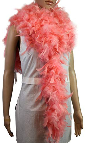 Flydreamfeathers 80 Gramm, 2 Meter lange Truthahn-Chandelle-Federboa, 10 Farben, ideal für Party, Hochzeit, Halloween-Kostüm, Weihnachtsbaumdekoration (Koralle)
