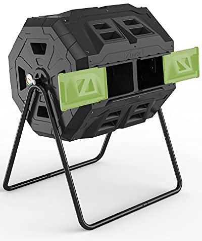 Komposter mit Kompostthermometer, Doppelkammer-Gartenkomposteimer aus BPA-freiem Material, 120 l, Grün