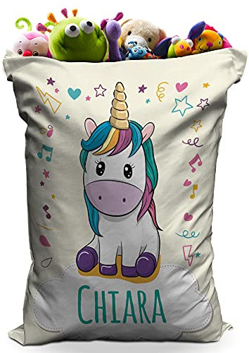 LolaPix Saco de Juguetes. Regalos Personalizados con Nombre. Saco de Juegos. Varios diseños y tamaños. Unicornio