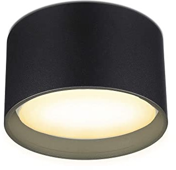 lambado® LED Aufbaustrahler flach mit schöner Lichtfläche - Set inkl. LED GX53 mit 6W 230V warmweiß dimmbar - Runde Aufbauleuchte schwarz matt