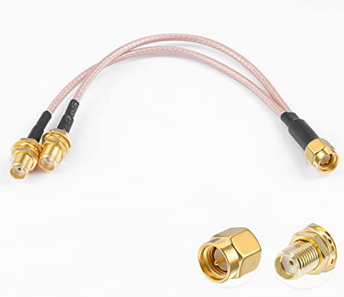 Vecys SMA Cable Divisor SMA Macho a Doble Conector Hembra Cable Coaxial 3 Way Splitter V-Type RG316 6/15CM para 2G 3G 4G LTE Enrutador de Antena Módem Puerta de Enlace MiFi Hotspot Móvil