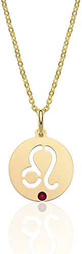 AKA Gioielli® – stjärntecken halsband 925 silver förgyllt med stjärntecken hänge och färgsten för kvinnor, Sterlingsilver Guld
