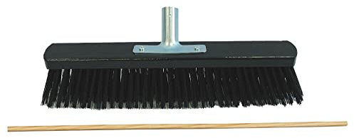 Balai de rue d'extérieur 40 cm avec support de manche et manche inclus (noir, 10)