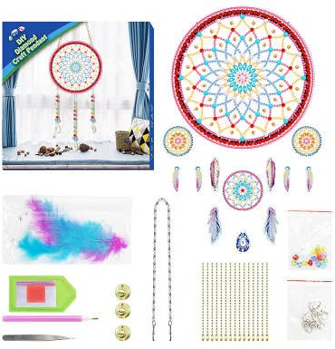 SusggO Diamond Painting ATRAPASUEÑOS, Set Pintura de Diamantes, Diamond Painting Kit completo accesorios DiY 5D Cuadro Numeros Punto de Cruz Manualidades Decoracion Hogar Pared (MANDALA)