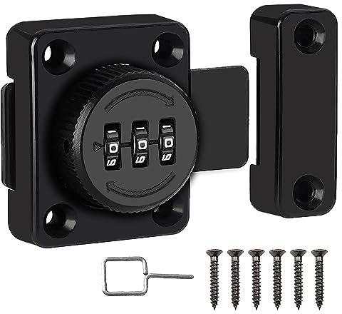 Cyrmiug Portable 3-Digit Password Hasp Latch Lock for One-Way Door, Drawer, Office File Cabinet Door
