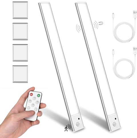 Comius Sharp Unterbauleuchte Küche LED, 40cm 2 Stück USB Wiederaufladbar Schranklicht mit Bewegungsmelder, Schrankbeleuchtung, Sensorleuchte Schranklichtr für Küche, Schrank,Regale, Treppe, Theke