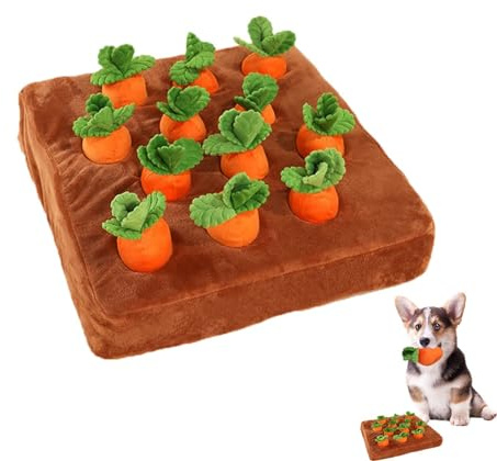AGYTBG Carrot Snuffle Mat for Dogs, Interactive Dog Plush Puzzle Toys, 2 in 1 Non-Slip Nosework Feed Games, Pet Stress Relief with 12 Carrots