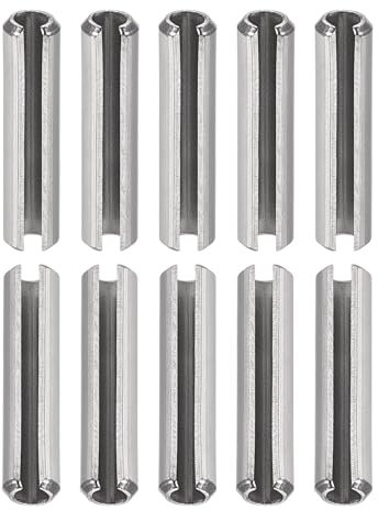 DTGN 5x50mm(DxL) Pasadores de Resorte Ranurados - 10 Piezas - para Hogar Máquina Sujetador - Ranurado Resorte Pasador de 304 Inoxidable Acero Pasador Tensión Divididos - Plateado