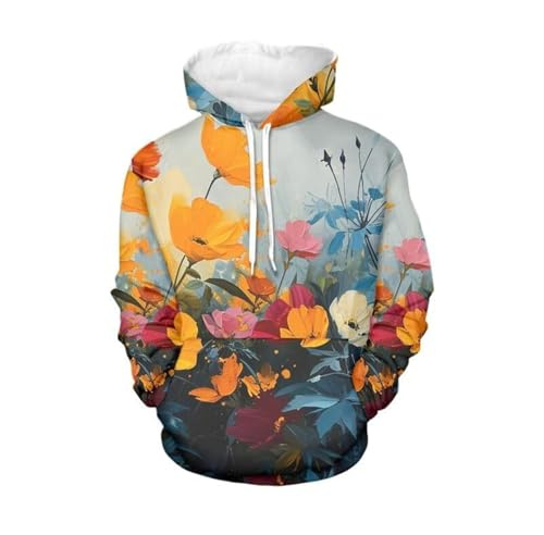 VVCPVDXCI Sweat à capuche unisexe à manches longues avec fleurs tropicales et feuilles - Coupe classique - Pull surdimensionné amusant - Tailles XS à 6XL, Peinture à l'huile., L