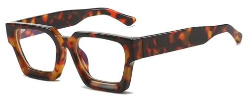 LJCZKA Blue Light Glasses Square Frame for Women Men, Computer Glasses Thick Frame Anti Eye-Fatigue Headache for Reading, Texting & Gaming