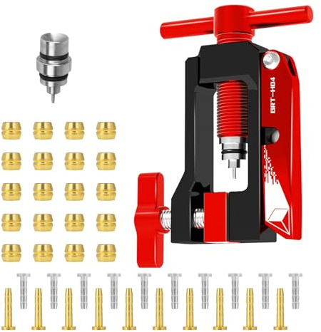 SYWAN Bicycle Needle Insertion Tool, Bike Hydraulic Brake Kit Bicycle Hydraulic Hose Fitting Insert Tool with Hydraulic Hose Cutter Needle Barb Driver Head Brake Lines Tubing Entry Device, Red