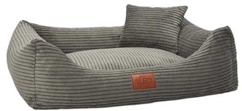 Leo4dog Hundebett Cord Waschbar Bezug Für kleine mittelgroße und große Hunde Hundekissen Hundesofa Hundekorb (Braun, L 100x80)