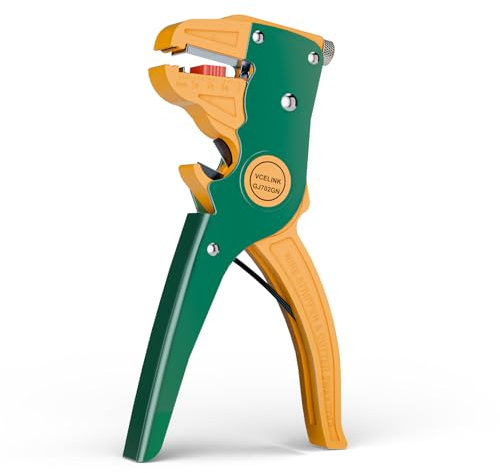 VCELINK Pinza Spelafili Automatica 2 in 1 con Lama in Mn65 per Spelatura e Taglio di Cavi da 0,2-6 mm² - Pinza Spelacavi frontale per Lavori di Precisione, Verde