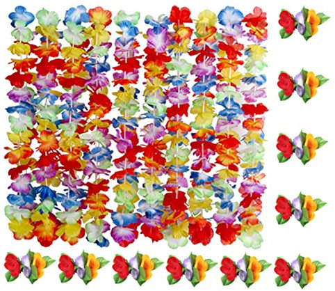 HEATSHAKING 10sets Collana Ghirlanda Hawaiana Ghirlanda Fiori Artificiali Fermagli Per Accessorio Per Feste Tropicali Luau Hawaiano Viaggi Spiaggia