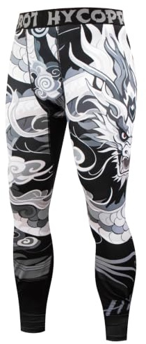 HYCOPROT Men's Compression Trousers Tights Athletic Cool Dry Leggings Performance Workout Base Layer Pants for Basketball Running Sports Yoga