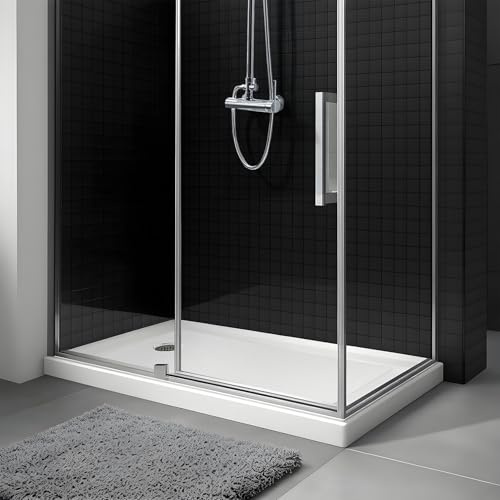 GarveeHome Shower Base Pan 60 in L x 32 in W x 4 in H with Stainless Steel Drain, Non-Slip Texture Shower Pan ＆ Tray with Solid Surface，Right/Left Drain