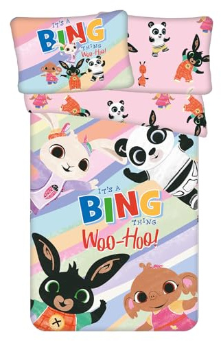 Jerry Fabrics Bing - Juego de ropa de cama para bebé, funda nórdica de 100 x 135 cm y funda de almohada de 40 x 60 cm, 100% algodón, suave para cama de bebé o cama pequeña