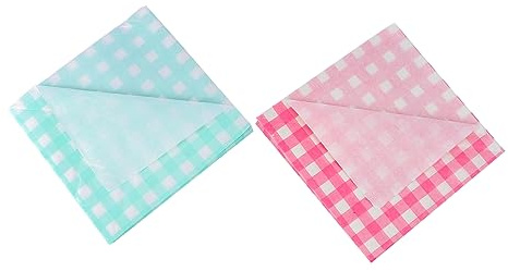 FOMIYES 80 Stück Teiliges Papier Servietten Set mit Grünem und Pinkem Karomuster Saugstark und Langlebig Dekorativ für Picknick Geburtstag Hochzeit und Festliche Tischdekoration