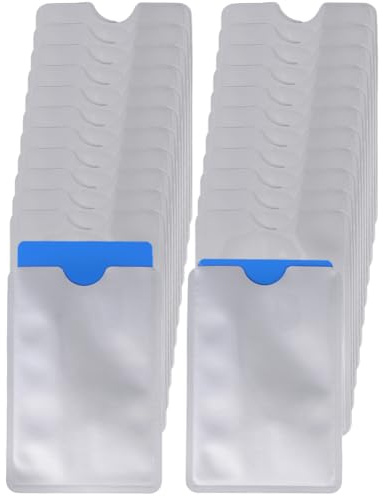 BEAMARKER 25 funda de Aluminio Blanco para Tarjetas, Antirrobo, Impermeable, para Carteras, Monederos, Tarjetas de Identificación, Tamaño Estándar, para Negocios, Viajes, Oficina, Uso Diario, para Hom