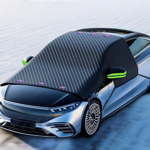 Copri Parabrezza Auto Inverno con 6 Robusto Gancio, Copertura Parabrezza Auto Esterno,Copriparabrezza Telo Antighiaccio Copri Vetro Ghiaccio per Contro Neve,Ghiaccio,Sole UV