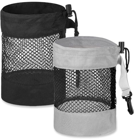 Prasacco 2 Pcs Golf Ball Storage Bag, Nylon Mesh Golf Pouch Drawstring Organizer, Large Capacity Golfs Shag Bag for Balls and Tees