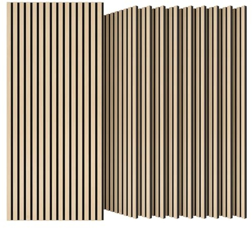 TONOR Set di 10 Pannelli Fonoassorbenti Legno Impiallacciato, 120 x 60-7.2㎡, Pannelli Decorativi per Pareti 3D, Pannello Acustici Decorativo per Soggiorno, Ufficio, Bancone a Isola, Soffitt, Quercia