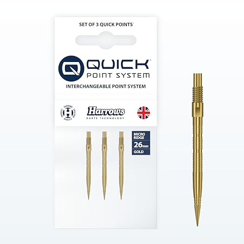 Harrows Micro Grip Quick Points – CNC-frästa dartpunkter med förbättrat fingergrepp och design utan brytning – snabbt byte snabbpunktssystem