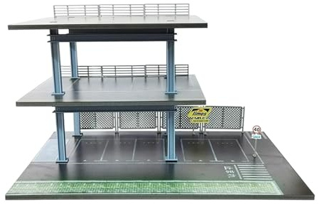 LeeQinersw Parking Lot Diorama Maqueta Estacionamiento Miniatura Escala 1/64 Caja Almacenaje Autos Micro Paisaje PVC Montaje Sencillo Apropiado para Decoración T, M0085f