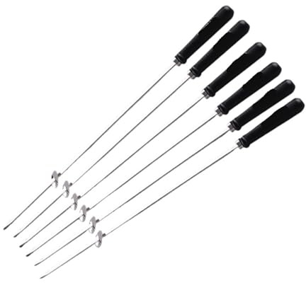 Generico Spiedo Grande for Carne in Acciaio Inox con Impugnatura in Legno Spesso, 52 cm