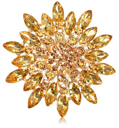 Gold Brooch, Gold Brooches for Women Brooch Pin Sunflower Pin with Rhinestones for Dress, Coat, Hat, and Scarf Decoration