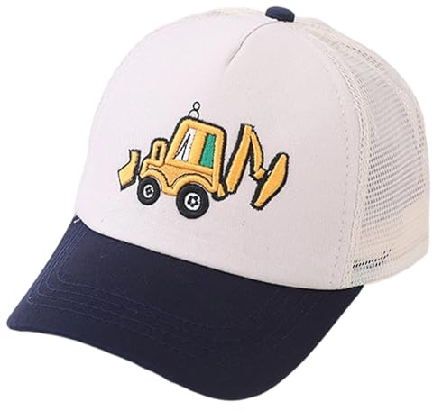 Nievajio 1 gorra de béisbol para niños, gorra de béisbol bordada con excavadora, gorra de béisbol ajustable con hebilla trasera, gorro para el sol para niños y niñas de 4 a 8 años