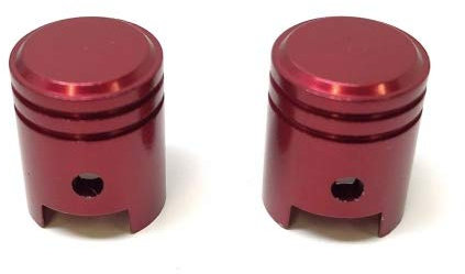 2X Ventilkappen Kolben-Design Rot für Roller, Mofa, Moped – Passend für Schraderventil, Autoventil (AV), PKW-Ventil, MTB-Ventil