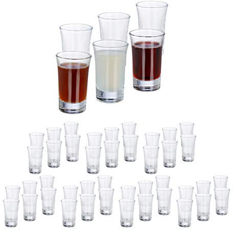 Relaxdays Verres à Liqueur, Lot de 48 - Shots, Digestif, Expresso, Schnaps, Shooters - 4 cl, Transparent