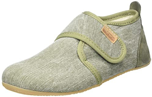 Living Kitzbühel Jungen Mädchen Babyklett. Velourkappe Uni Hausschuh, Khaki, 30 EU