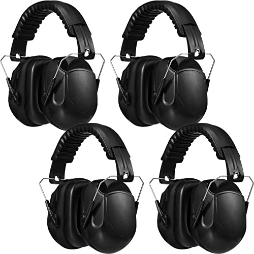 Yunsailing 4 Pcs Nrr 28db Noise Reduction Ear Protection Hearing Protection Muffs Foldable Headphones for Shooting(Black)