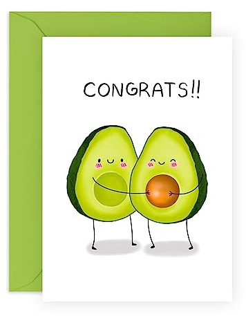 CENTRAL 23 Grattiskort - Avo Congrats Baby - Baby Shower Card Roliga matbitar - Grattis till ditt nya babykort - Levereras med roliga klistermärken - veganskt bläck