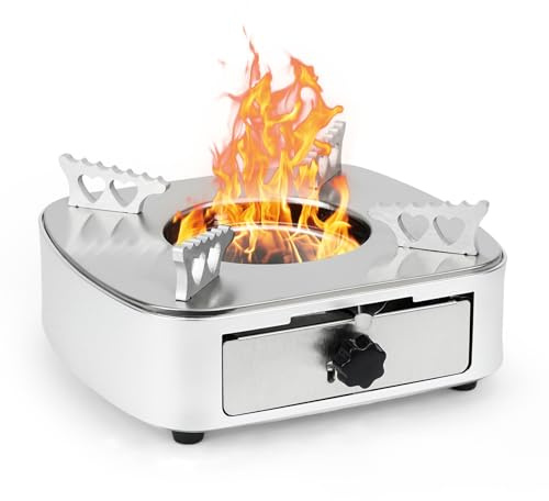 onlyfire Stainless Steel Alcohol Stove, Lightweight Spirit Burner Portable Draw Style Camping Stove with Adjustable Firepower Windproof for Ourdoor Barbecue, Hotpot, Backpacking, Picnic