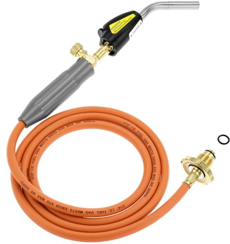 QWORK Welding Torch, Propane Torch Soldering Torch with 78.7 in Hose & Electric Ignition Button, Compatible with Type 1 Valve OPD Valve, for Melt Heating Brazing Plumber
