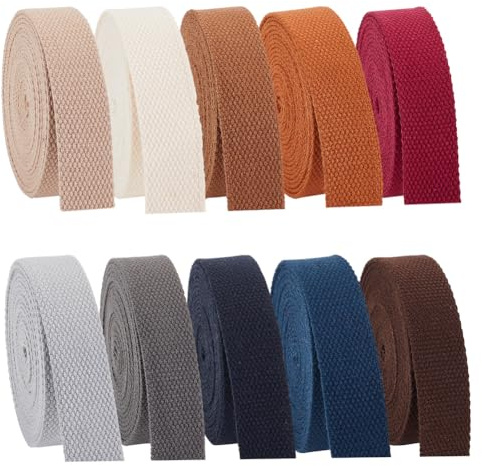 PH PandaHall 10 Couleurs Sangle en Coton Sangles en Coton Polyester 28.8m 25mm Poignées de Sac en Sangle pour Sangle de Sac Tissu Ceinture Fournitures d'extérieur Vêtements Artisanat Cadeau