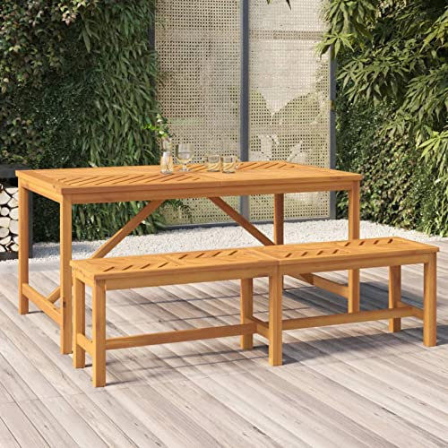 Rantry Garten-Esstisch, massives Akazienholz, 150 x 90 x 74 cm, Gartentisch, Esstisch, Esstisch für Terrasse, Garten oder Esszimmer