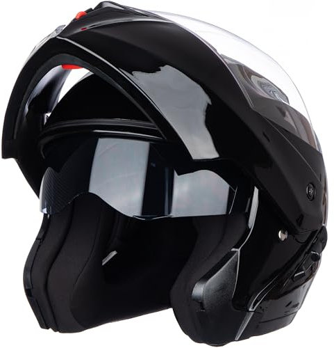 Helm für Motorräder Full-Face Motorcycle Helmet Tragbarer Integralhelme Flip-up Motorradhelm Zertifizierung von ECE (Helles Schwarz, L)