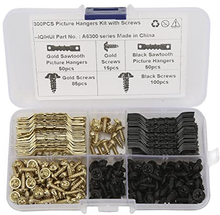 100-teiliges Doppelloch-Sägezahn-Bilderset mit 240-teiligen Schraubenhaken für Fotouhr-Bilderset, Bilderzubehör für Sägezahnfotos