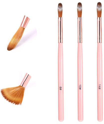 Piriuuo 3 pennelli acrilici per unghie, misura 8/10/14, set di pennelli professionali per unghie acriliche, pennelli per unghie acriliche, pennelli per nail art, per applicare acrilico, allungamento