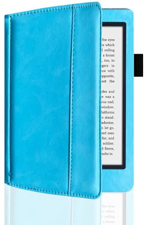 Étui pour Kobo Aura HD 6,8 Modèle : N204B Housse en cuir PU avec pour liseuse Kobo Aura HD Smart Slim Folio Cover avec fonction veille/réveil automatique pour Kobo Aura HD 6,8 (Bleu ciel)