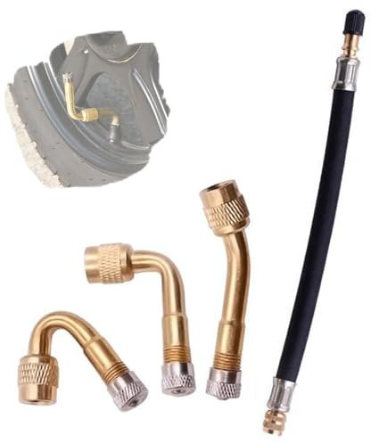 Set of 3 Valve Extensions 45 90 135 Degree 10 mm with Caps and 210 mm Flexible Rubber Tyre Valve Extensions, Car Valve Adapter Set, Bicycle Valves Adapter, Angle Valve for Car, Motorcycle, Bicycle