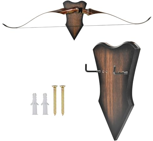 SPG Archery Bow Wall Mount - Horizontal Bow Display Stand Adjustable Bow Hanger for Compound Recurve Bow Longbow Space-Saving Holds Up to 13lbs (Large)