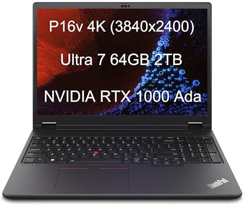 Lenovo ThinkPad P16v Gen 2 Mobile Workstation Laptop (16 4K 100%DCI-P3, NVIDIA RTX 1000 Ada 6GB, Intel Ultra 7 155H, 64GB DDR5 RAM, 2TB SSD) 800 nits, 2 x Thunderbolt 4, 5MP IR Webcam, Win 11 Pro