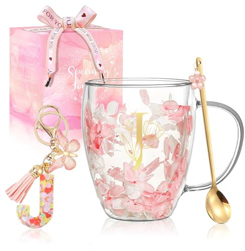 Regalos Originales para Mujer Tazas de Café Regalo Cumpleaños para Ella Tazas Te Expreso Personalizadas Regalos Boda Amistad Adorables Tazas de Vidrio Doble Pared Regalos Navidad Accesorios Rosados